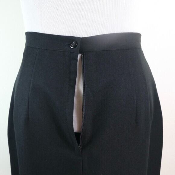 Vintage Worthington Size 16 Wool Blend Pencil Skirt Black High Waist Pockets - Picture 6 of 12